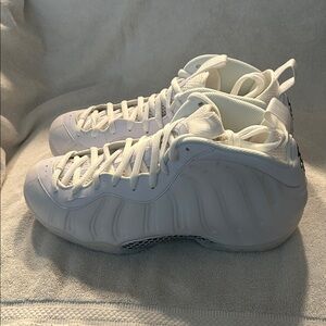 White Foamposite Sneakers. Size10.5
